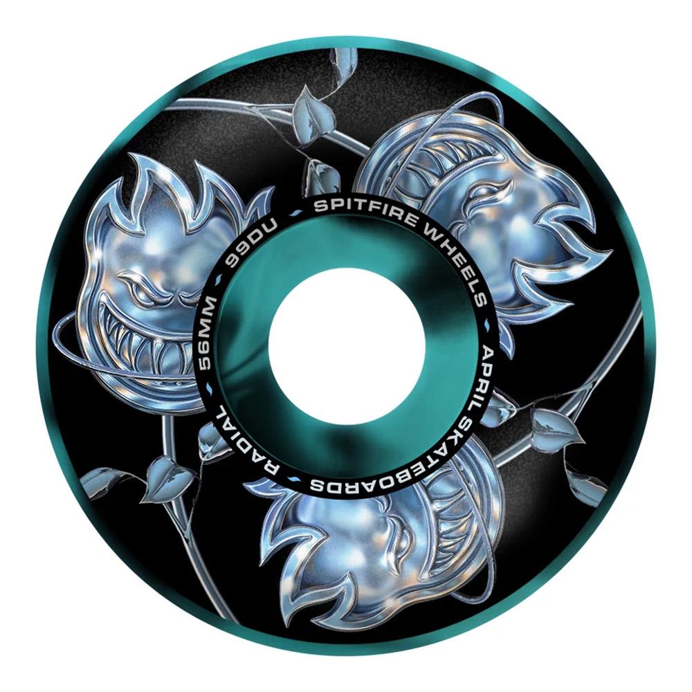 Spitfire x April Formula 4 Bighead Rose Radial 56mm Skateboard Wheels Black/Blue Swirl 99a