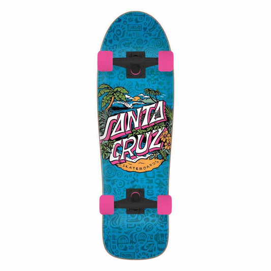 Santa Cruzer Complete Aloha Dot Shaped Blue/Pink/Multi 9.7"