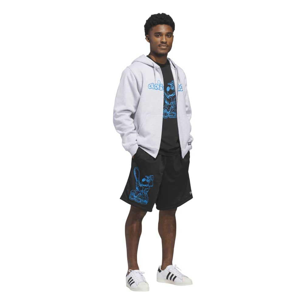 Adidas Skateboarding Kogan Zip Up Hooded Sweatshirt Light Grey Heather Blue