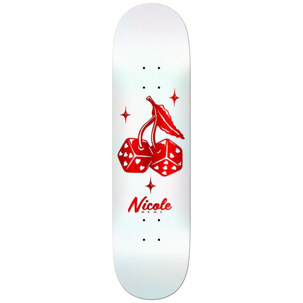 Real Nicole High Roller Deck Twin Nose White Skateboard Deck 8"