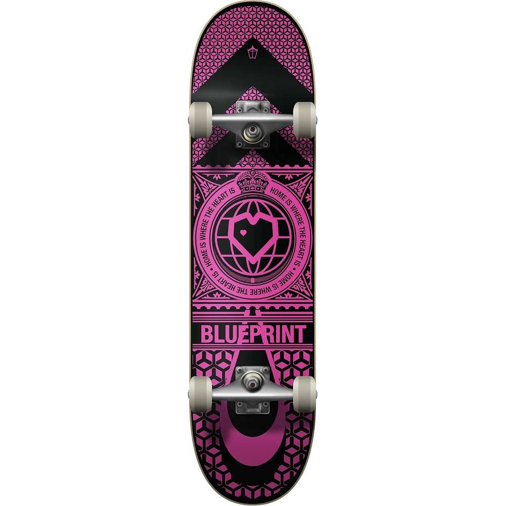 Blueprint Home Heart Factory Complete Skateboard Black Pink 7.75"