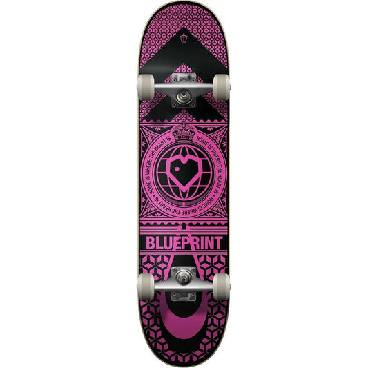 Blueprint Home Heart Factory Complete Skateboard Black Pink 7.75"