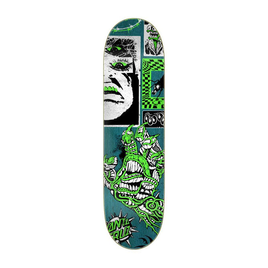 Santa Cruz Team Skateboard Deck Scourge Hand FeelBase Blue Green 8"