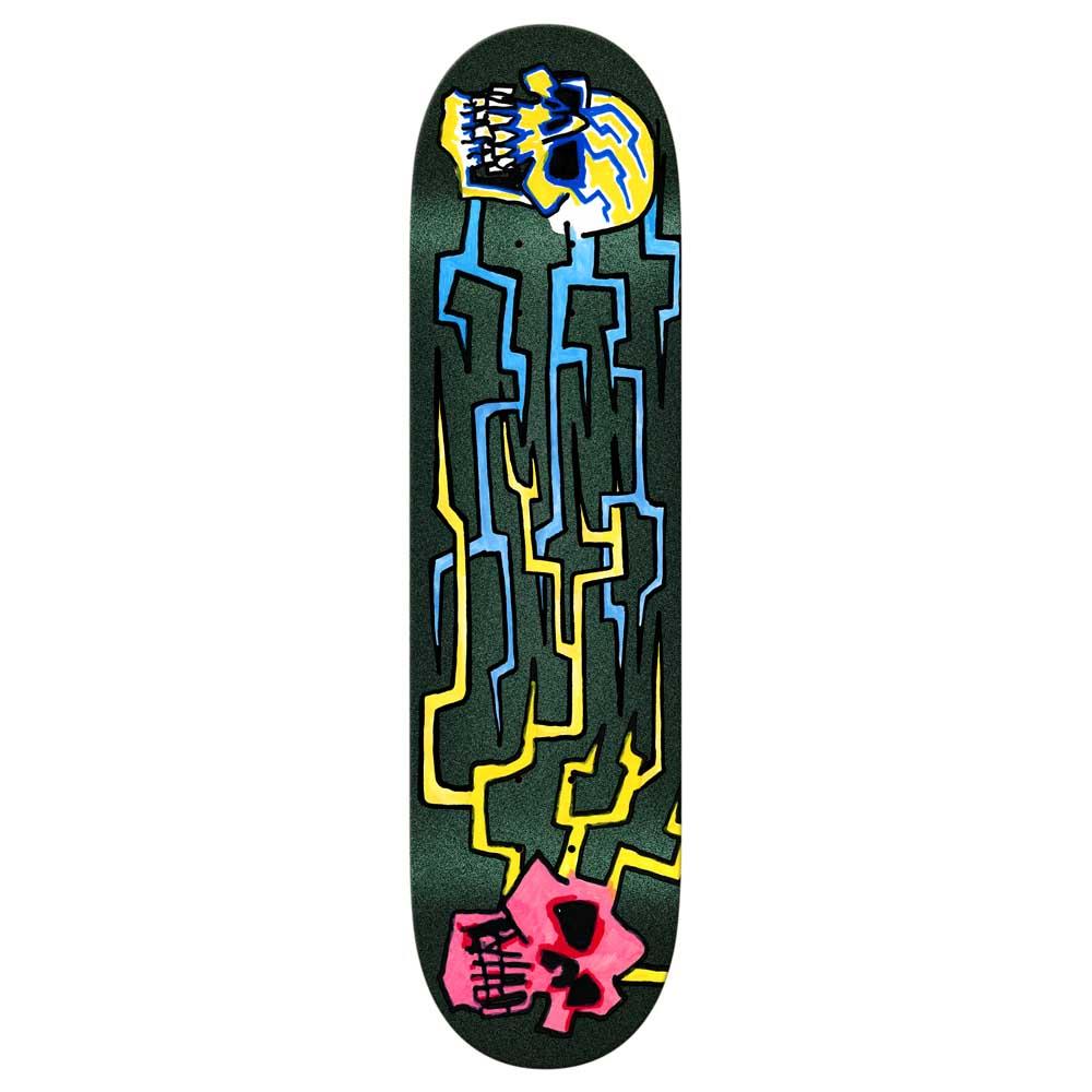 Krooked Skateboards Worrest Skulls And Bolts Skateboard Deck Twin Tail Slick Green 8.3"
