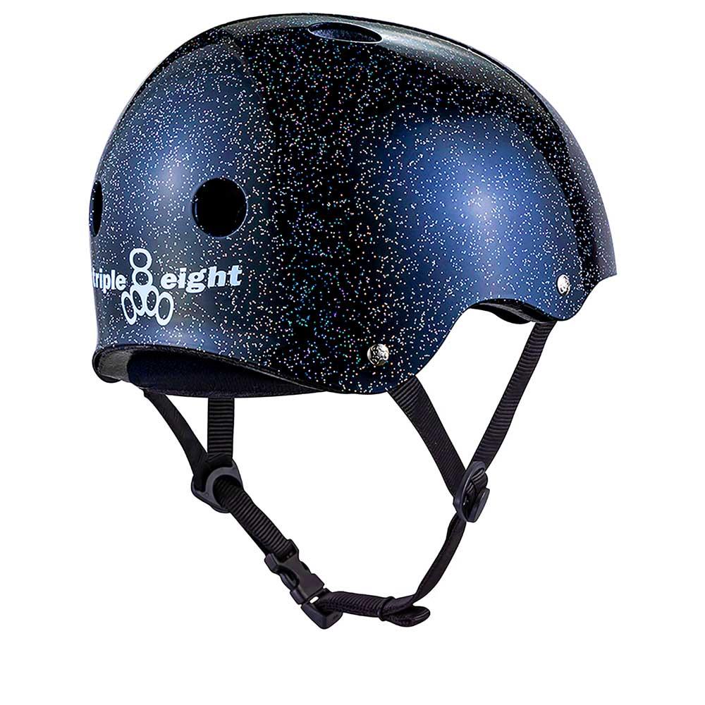 Triple Eight Deep Cover Skateboard Helmet Glitter Black