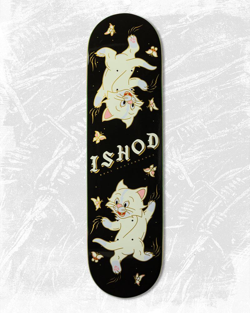 Real Ishod Kitten Scratch Twin Tail Skateboard Deck Black 8.5"
