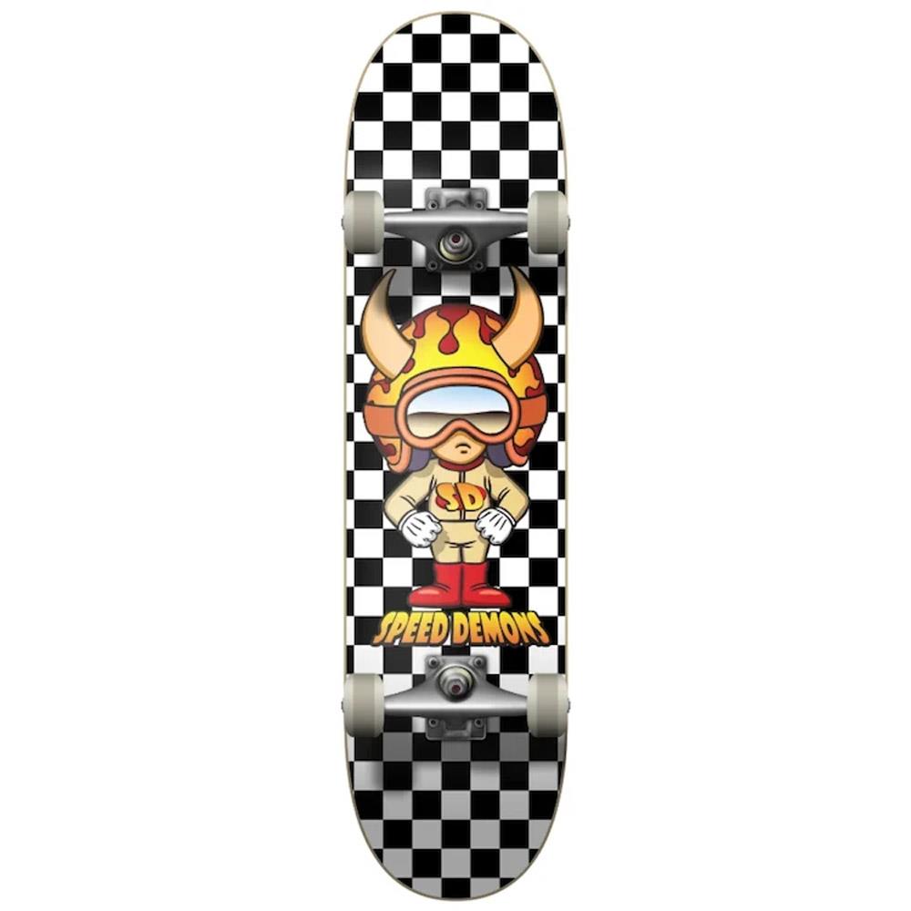 Speed Demons Hot Shot Factory Complete Skateboard Black White Checks 7.5''