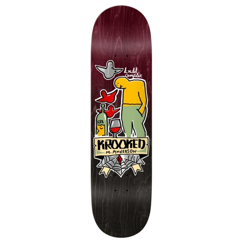 Krooked Manderson Complex Skateboard Deck Maroon Black 8.38"