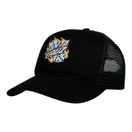 Santa Cruz Skateboards Cap Flaming Dice Dot Meshback Black One Size Adult