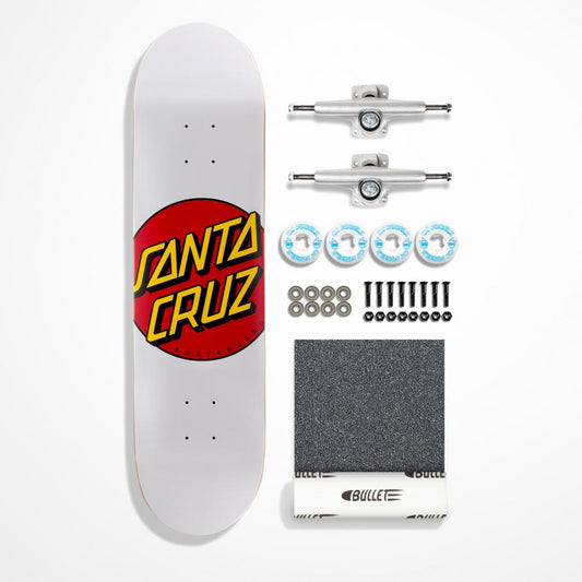 Santa Cruz Classic Dot White Complete Skateboard Kit 8"
