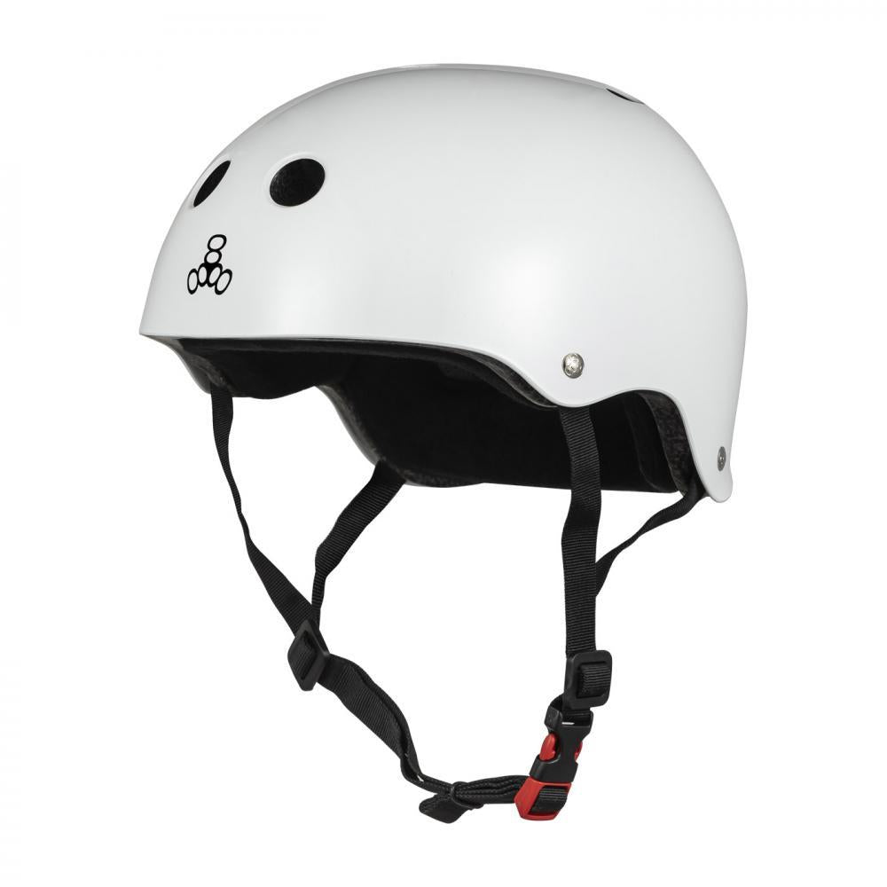 Triple Eight Certified Sweatsaver Skateboard Helmet White Glossy