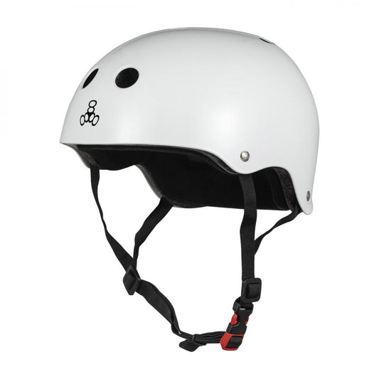 Triple Eight Certified Sweatsaver Skateboard Helmet White Glossy