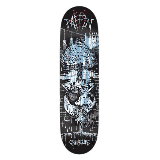 Creature Skateboard Deck Raffin BLKMTL (UV Activated) Black White 8.53"