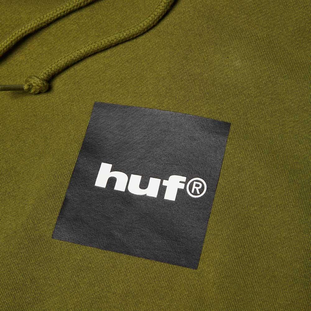 Huf Box Logo Pullover Hooded Sweatshirt Olive Black