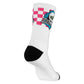 Powell Peralta Ripper Cotton Socks  Chequered Blue Pink White UK7-11