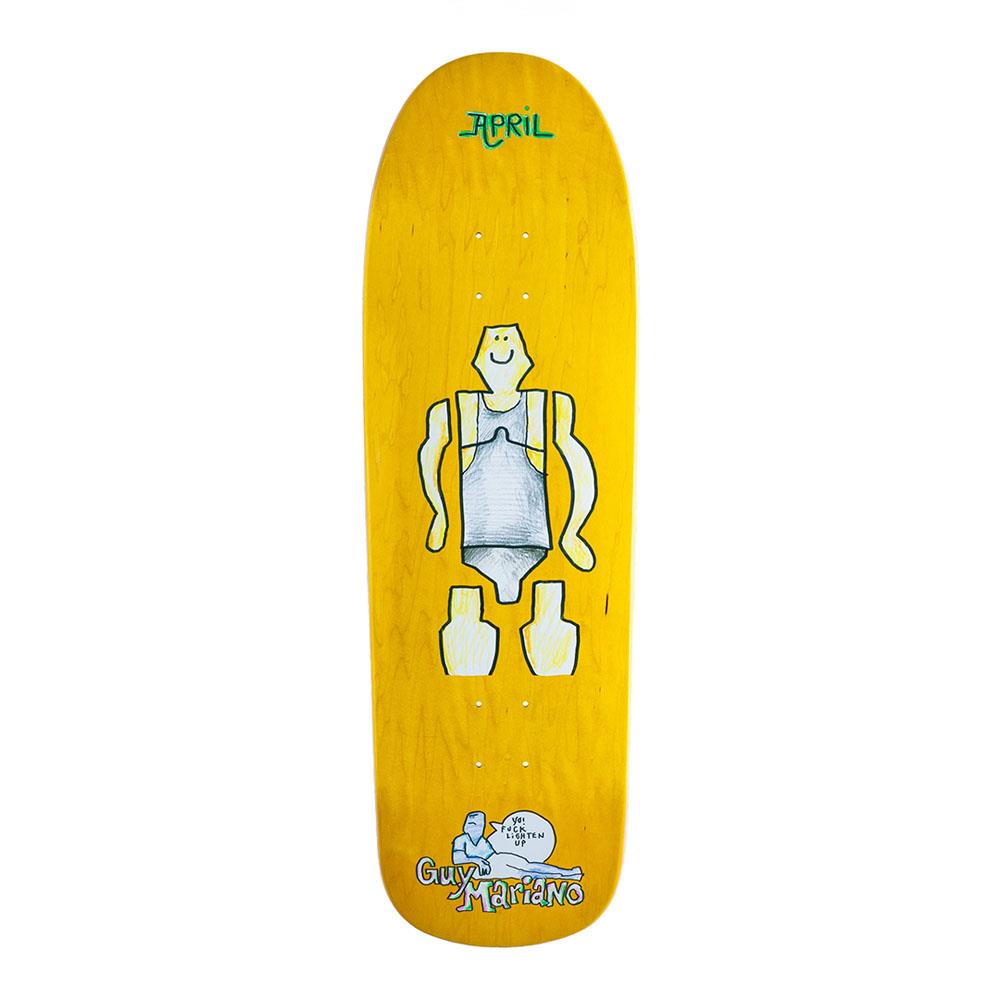 April Skateboards Guy by Gonz Yellow Skateboard Deck 9.6"