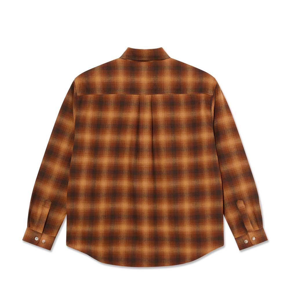 Polar Skateboards Mitchell Long Sleeve Shadow Check Shirt Caramel