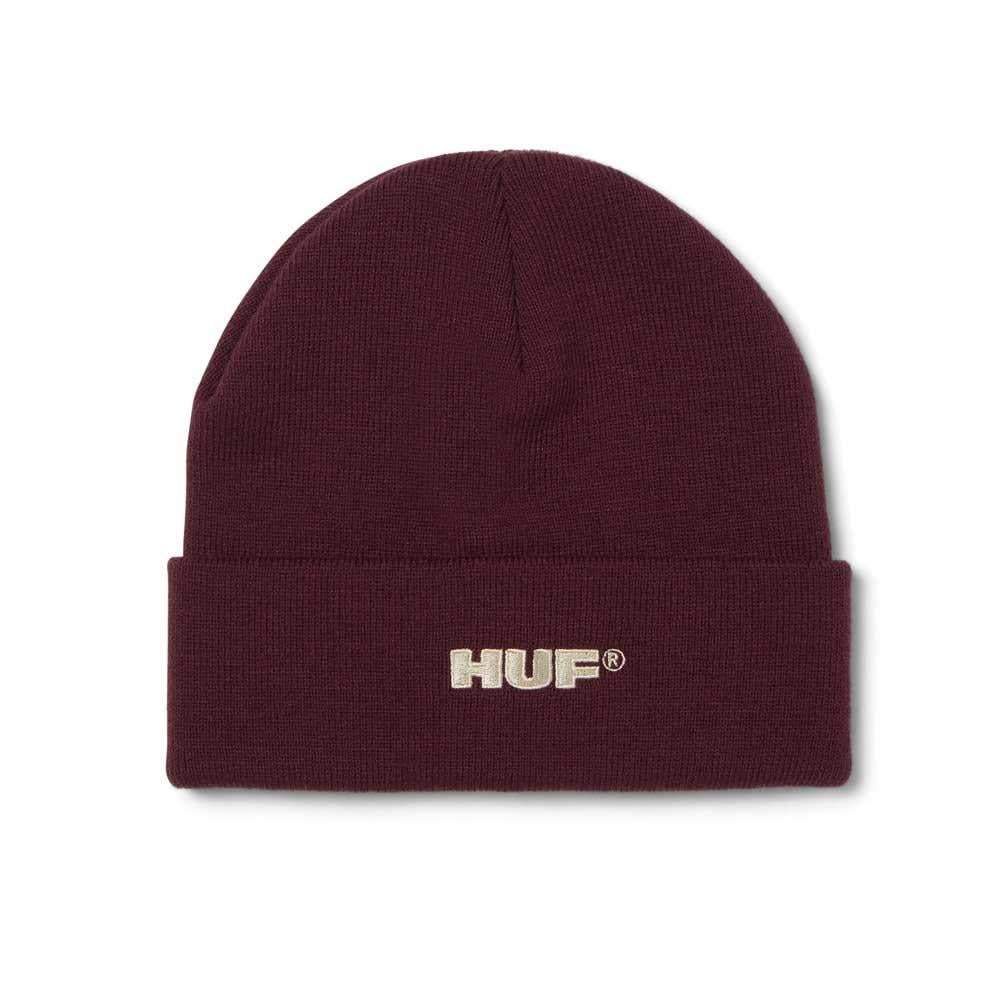 HUF All Caps Cuff Beanie Burgundy