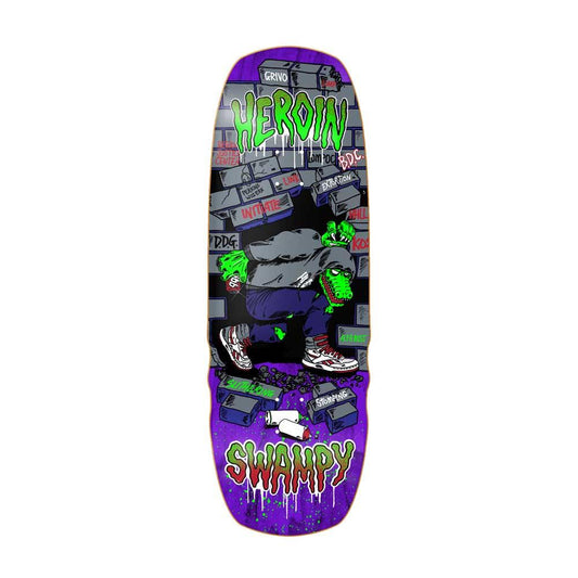 Heroin Skateboards Swampy Stomp Purple Skateboard Deck 10.5”