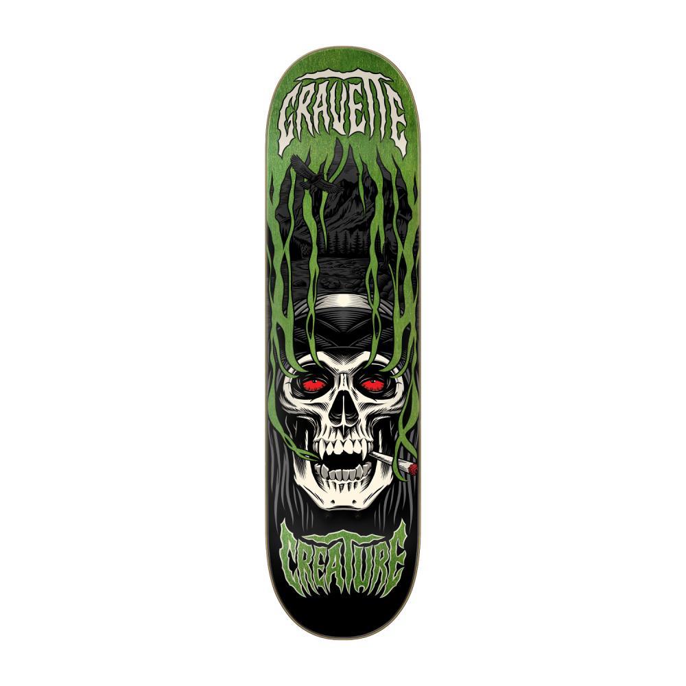 Creature Pro Gravette Hippie Skull IV Pro Black Green Skateboard Deck 8.3"