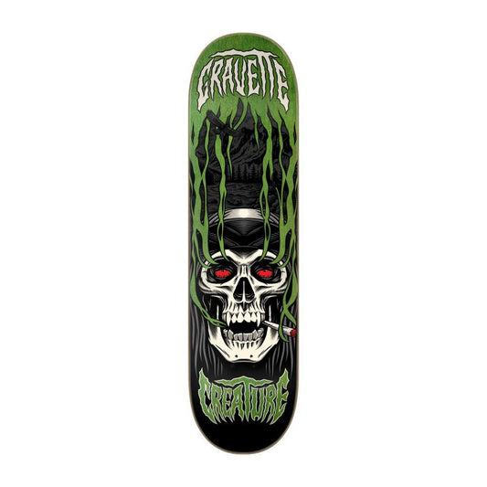 Creature Pro Gravette Hippie Skull IV Pro Black Green Skateboard Deck 8.3"