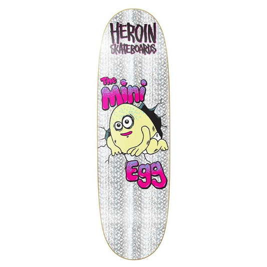 Heroin Skateboards Mini Egg Holo Silver Foil Skateboard Deck 8.38”