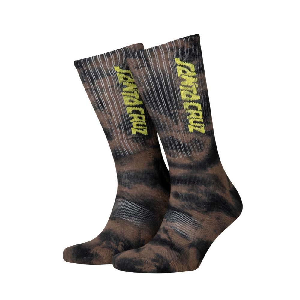 Santa Cruz Sock Step Strip Sock Black/Brown Tie Dye UK 8-11 Adult