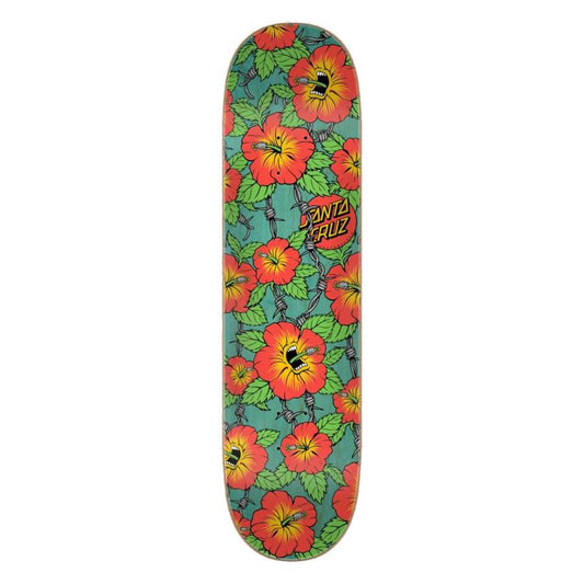 Screaming Hibiscus 7 Ply Birch Skateboard Deck Red Green 8"