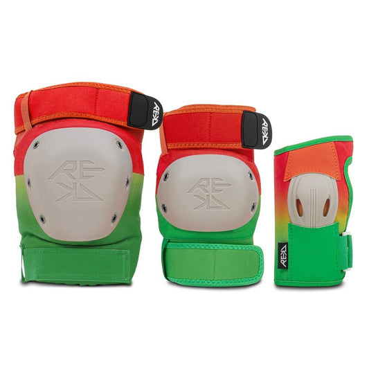 REKD Shield Triple Padset Knee Elbow Wrist Fade Orange Green