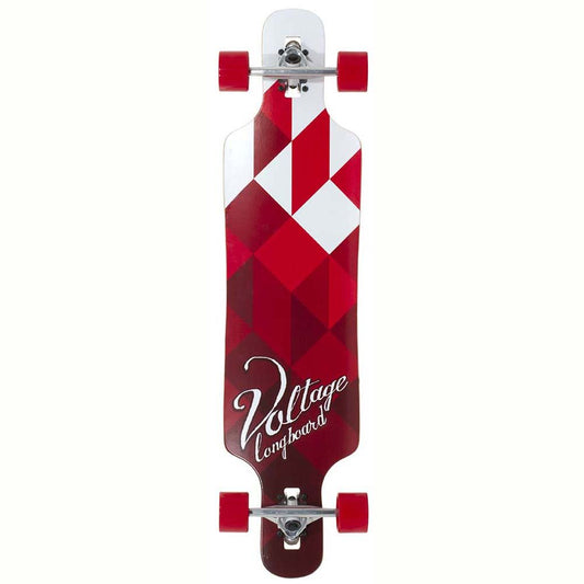 Voltage Skateboards DT Factory Complete Longboard Skateboard White Red 39"
