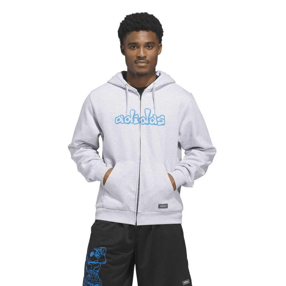 Adidas Skateboarding Kogan Zip Up Hooded Sweatshirt Light Grey Heather Blue