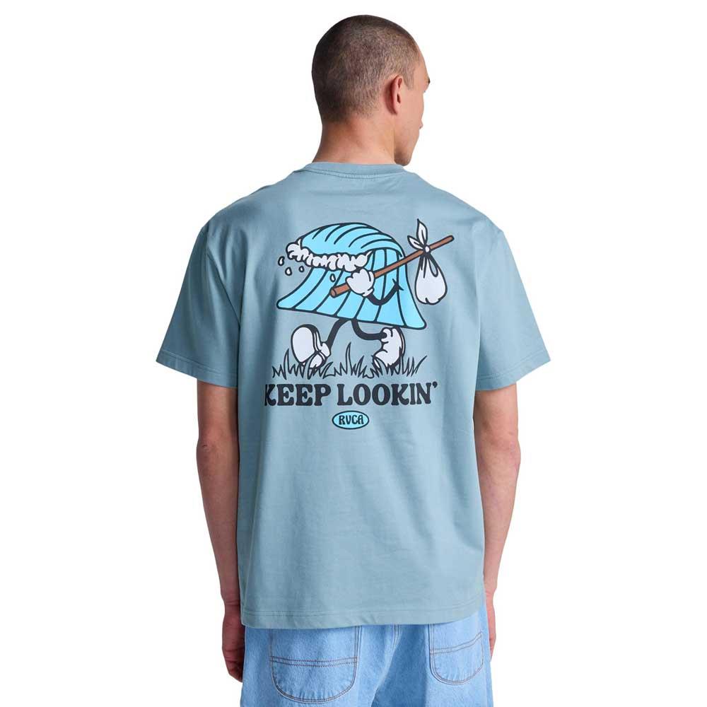 RVCA Keep looking Short Sleeve T-Shirt Lead Blue