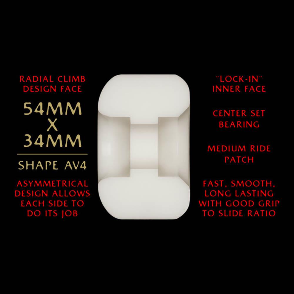 Powell Peralta Dragon Formula Skateboard Wheels Nano Rat 54mm x 34mm 93A V4 Off White Red