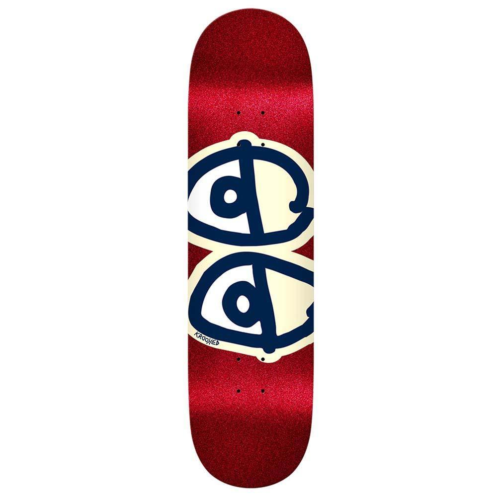 Krooked Skateboard Deck Eyes Glitter Fleck Red Cream 8.25"