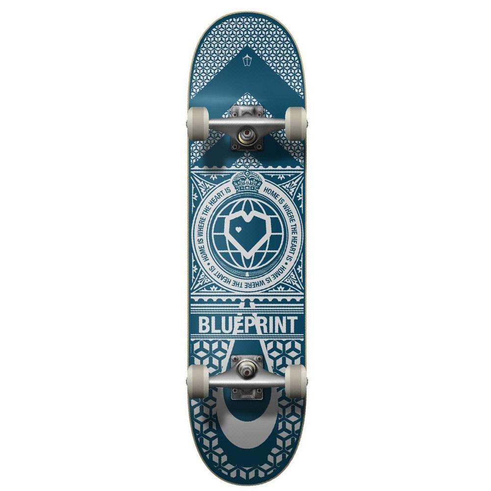 Blueprint Home Heart Factory Complete Skateboard Navy White 8"