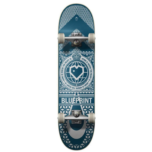Blueprint Home Heart Factory Complete Skateboard Navy White 8"