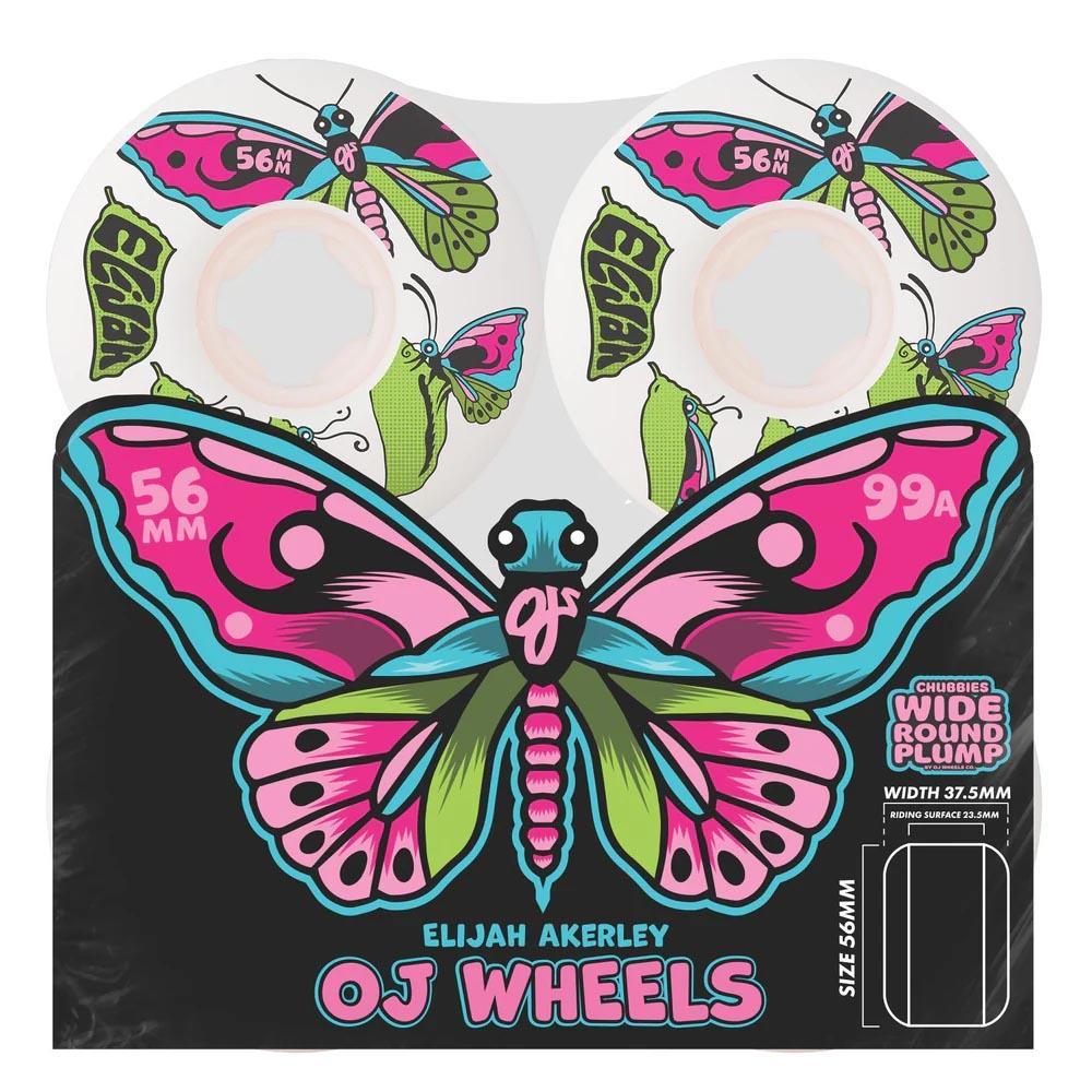 OJ Skateboard Wheels Akerley Chrysalis Chubbies 99a White 56mm