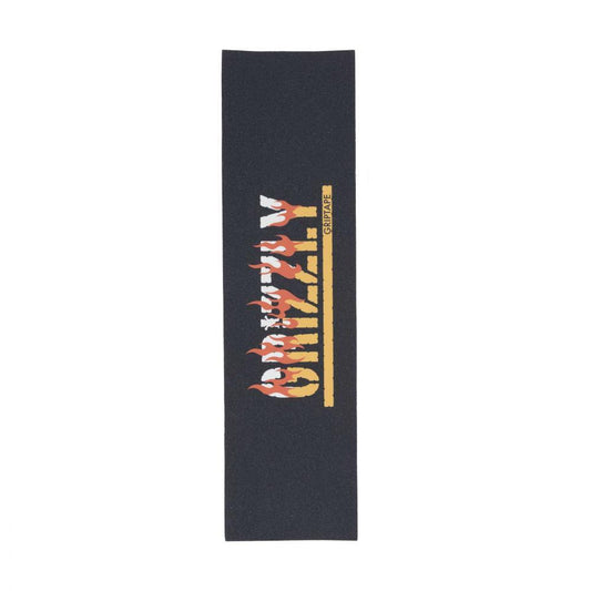 Grizzly Grip Grizzly On Fire Black Black Griptape Sheet 9"