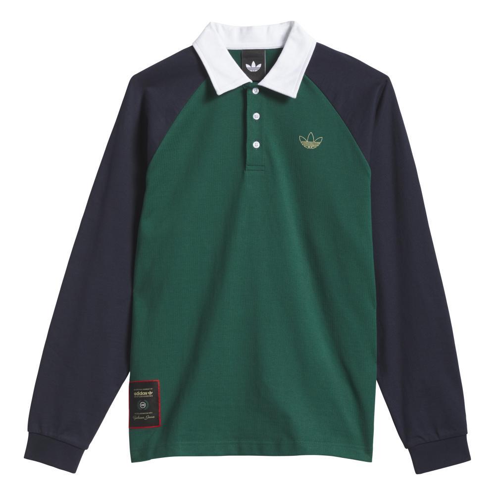 Adidas Skateboarding Tyshawn Rugby Shirt Collegiate Green Legend Ink