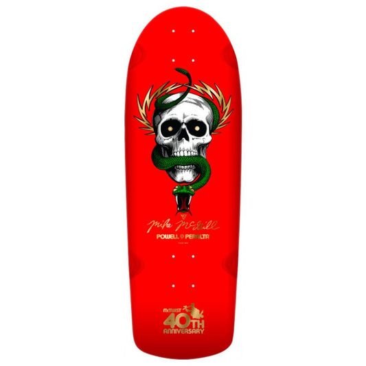 Powell Peralta Mike McGill Skull & Snake '16' McTwist 40th Red Gold Foil Skateboard Deck 10"