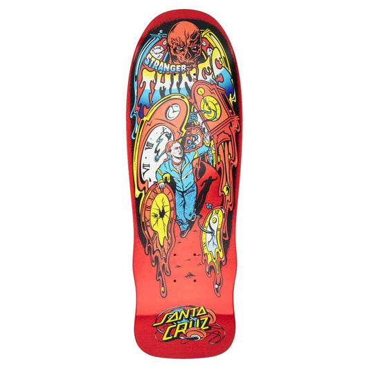 Santa Cruz X Stranger Things Melting Clock Skateboard Deck Red 9.7"