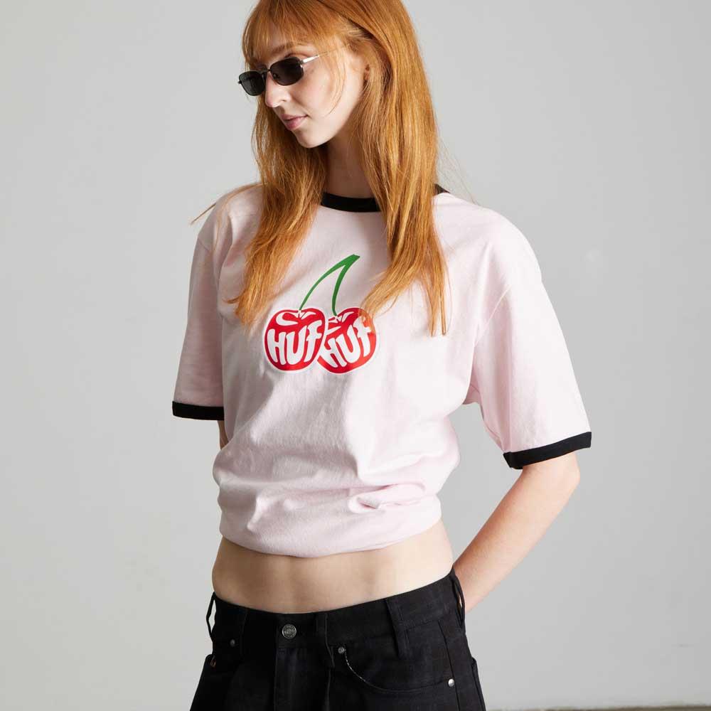 Huf Cherries Ringer T-Shirt Dusty Pink