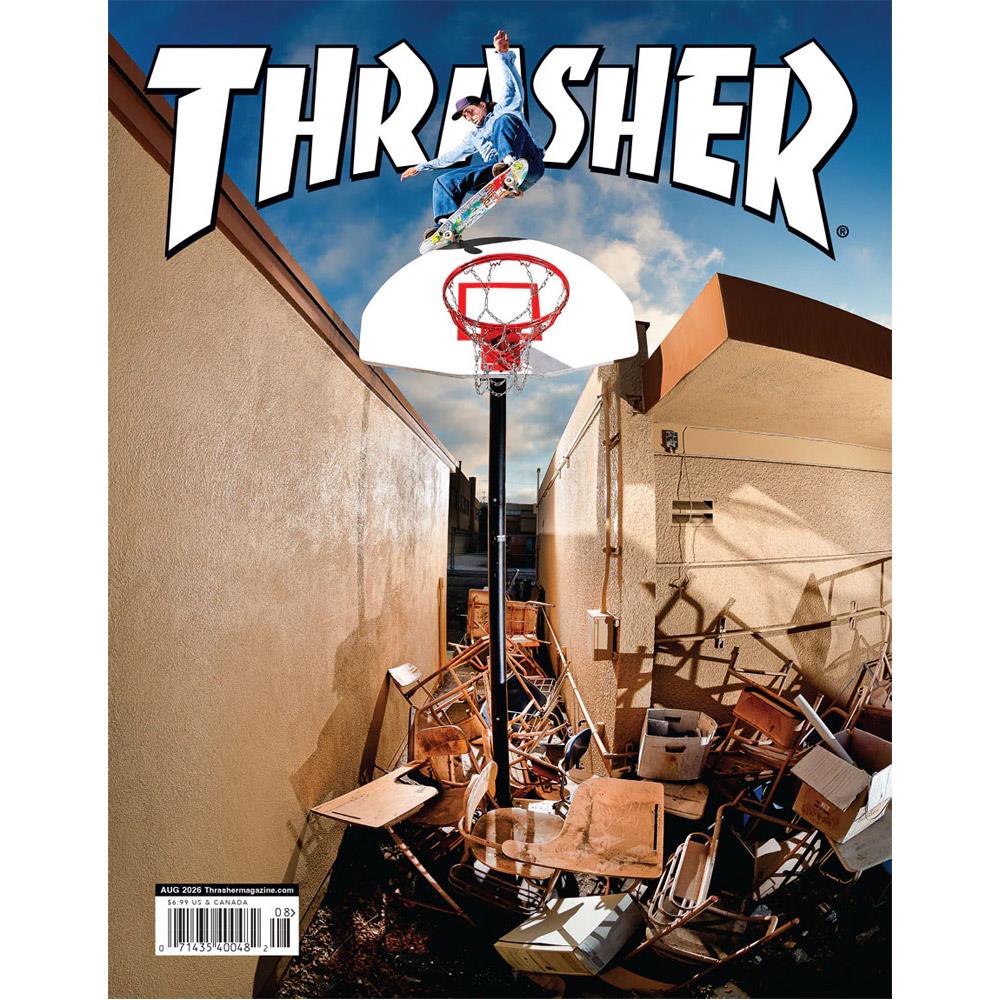Thrasher Magazine August 2026 Issue 553 Tom Karangelov Roof Gap Nosegrind Cover