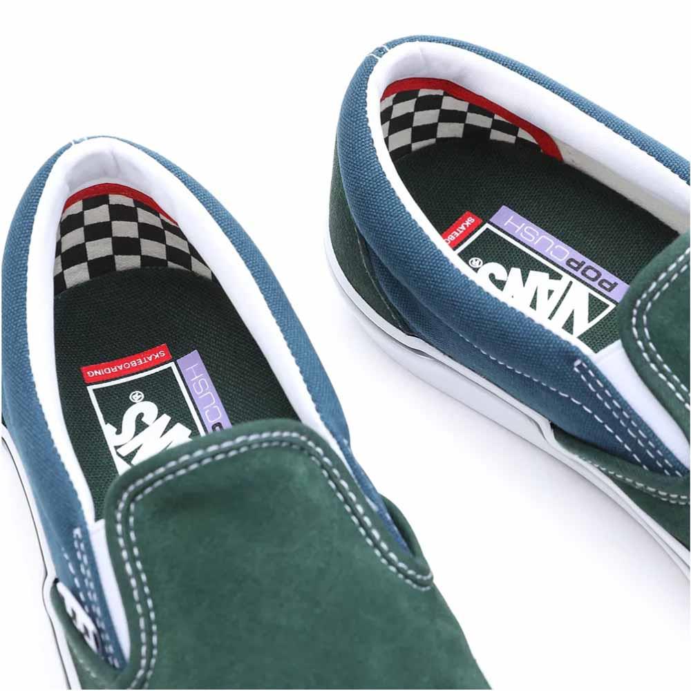 Vans green suede slip on sale on