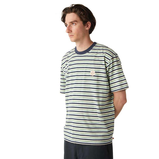 Huf Apollo Striped Short Sleeve Knit Boxy T-Shirt Blue
