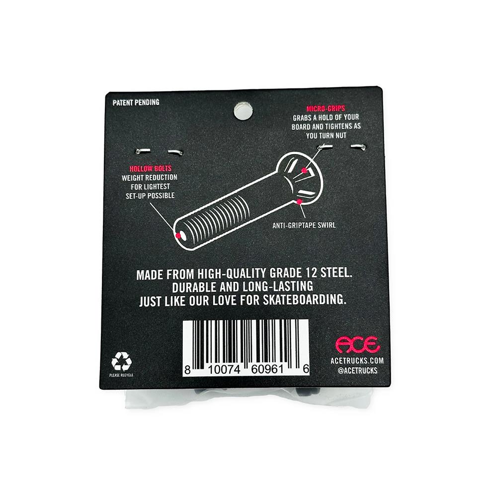 Ace Trucks AF1 Hollow Skateboard Bolts with Grippers Allen 1.25"