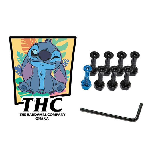 THC The Hardware Company Stitch Blue Skateboard Nuts & Bolts 1" Allen Key & Sticker