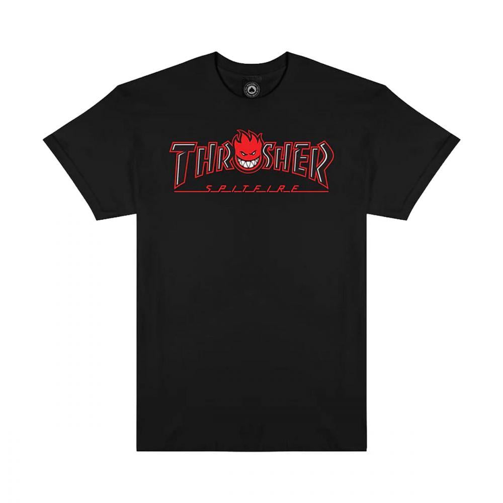 Thrasher x Spitfire T-Shirt Big Head Outline Black