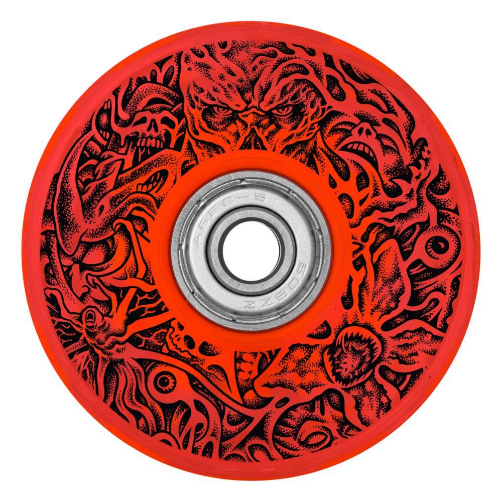 Slimeballs X Stranger Things Hellfire Skateboard Wheels & Bearings Red 66mm 78A LED Light Ups