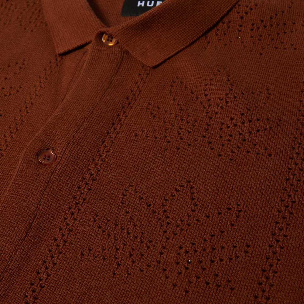Huf Plantlife Perforated Short Sleeve Knit Top Sierra Brown